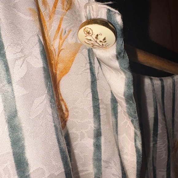 Agua Bendita Strip Floral Maxi Dress Short Sleeve Cream Green Size Small NWT - Picture 11 of 16